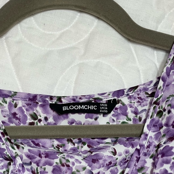 BloomChic Purple Floral Ruffle Wrap-Style Midi Dress - Picture 3 of 6